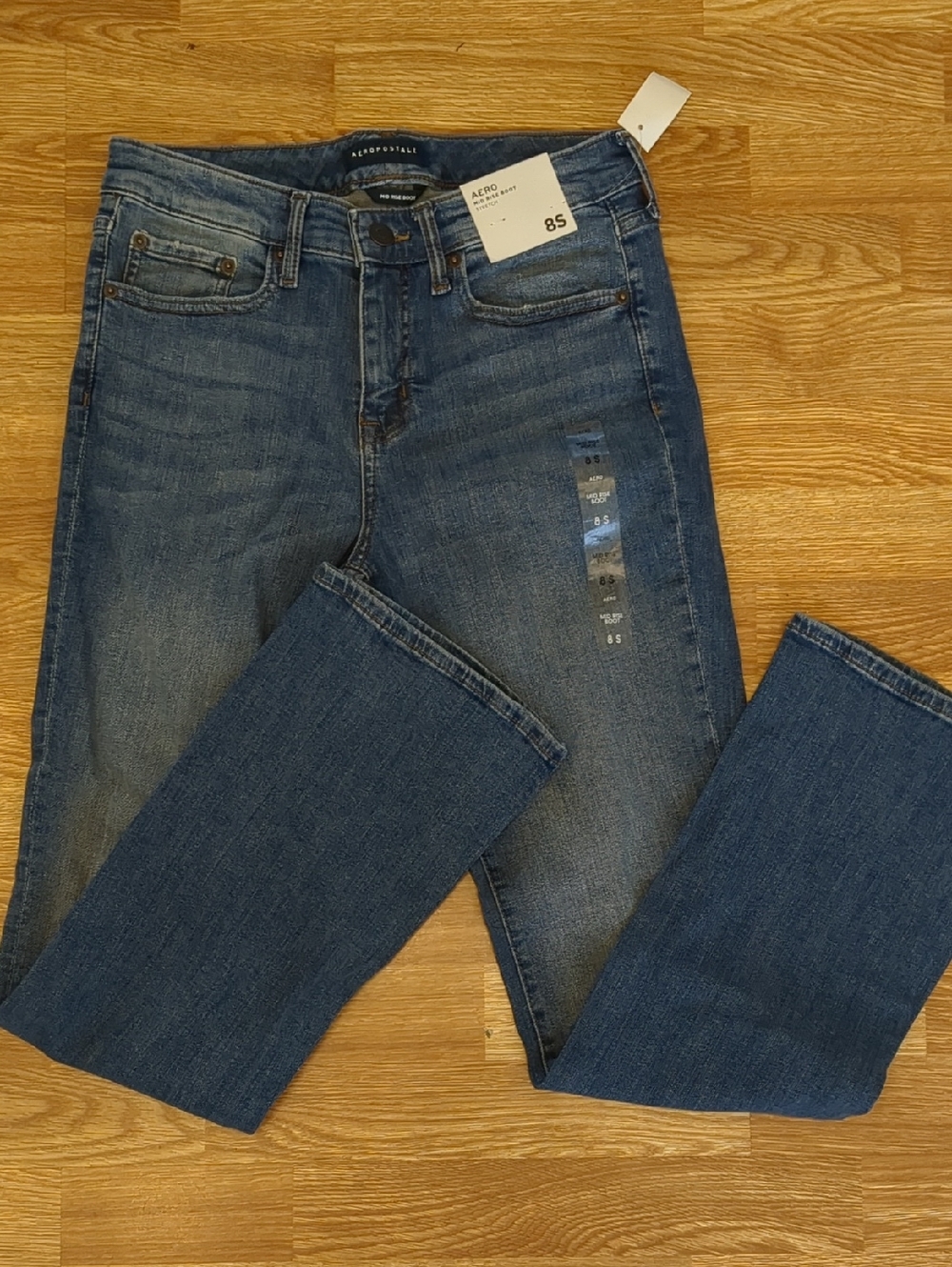 AERO Mid Rise Boot Cut Stretch Jeans, New, Size 8S